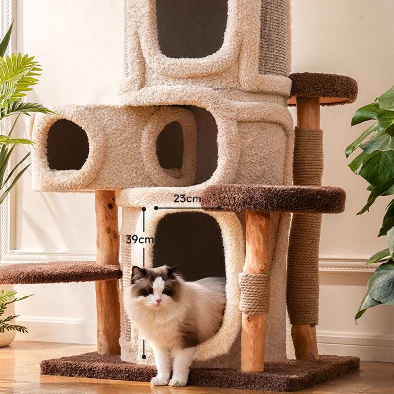 Deluxe stort trädhus för kattklätterställning