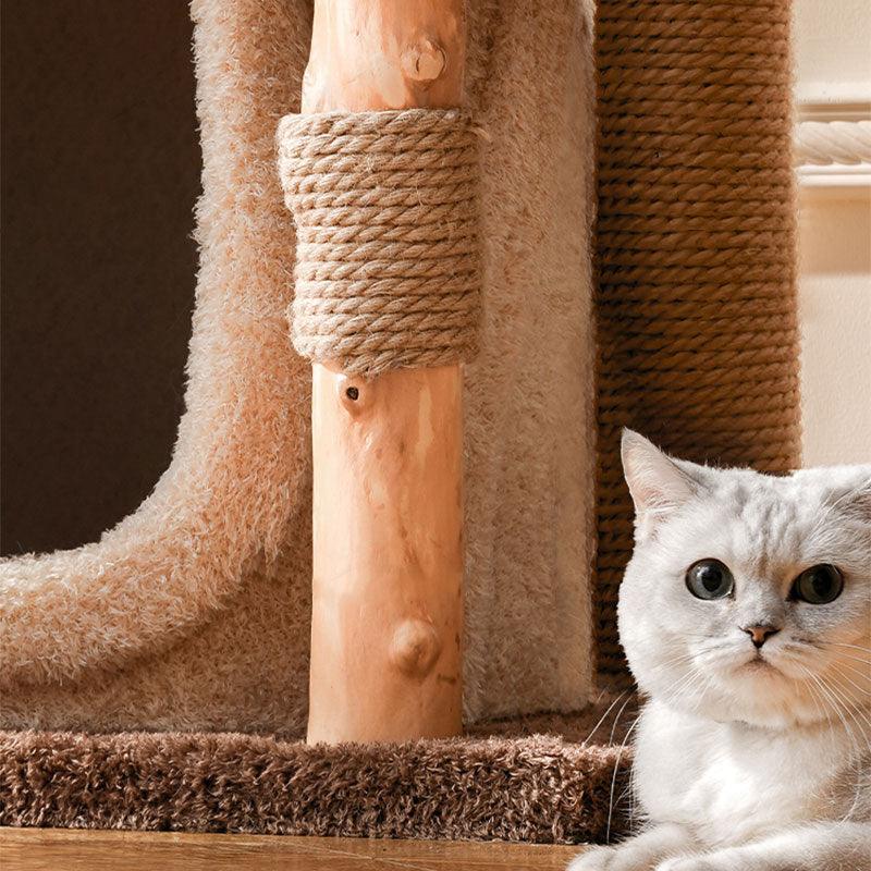 Deluxe stort trädhus för kattklätterställning