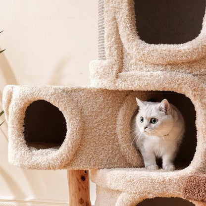 Deluxe stort trädhus för kattklätterställning