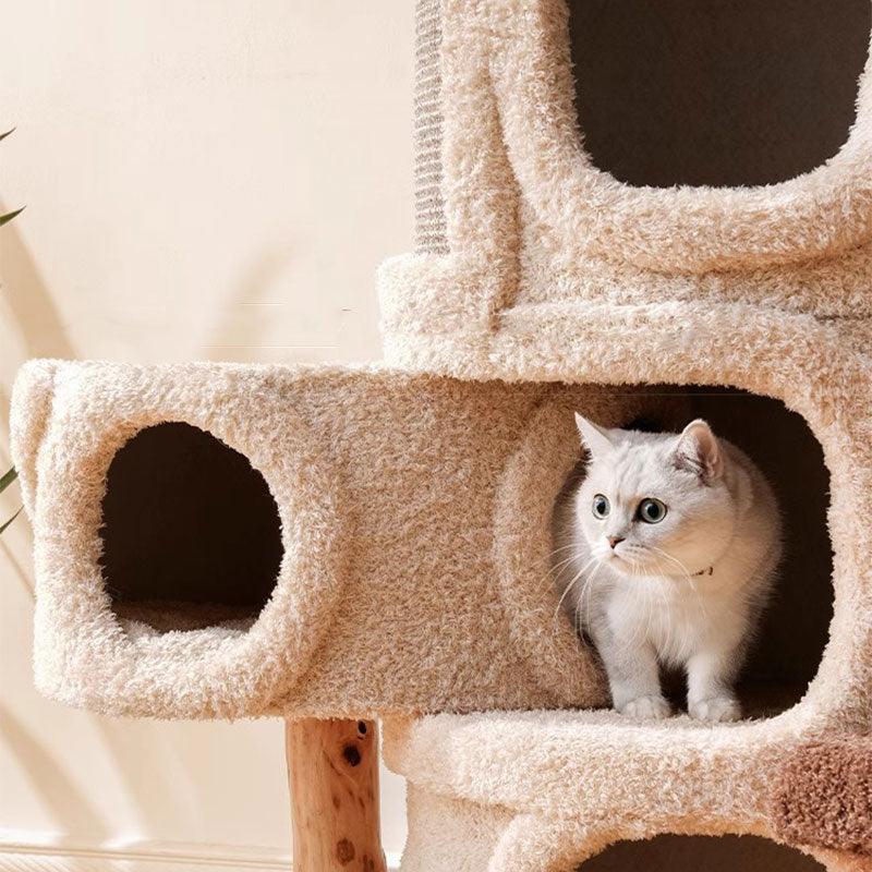 Deluxe stort trädhus för kattklätterställning